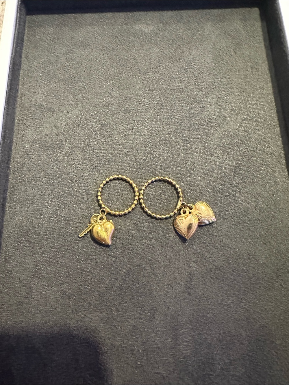 Gold Heart Charm Hoop Earrings - Women Jewelry
Vintage